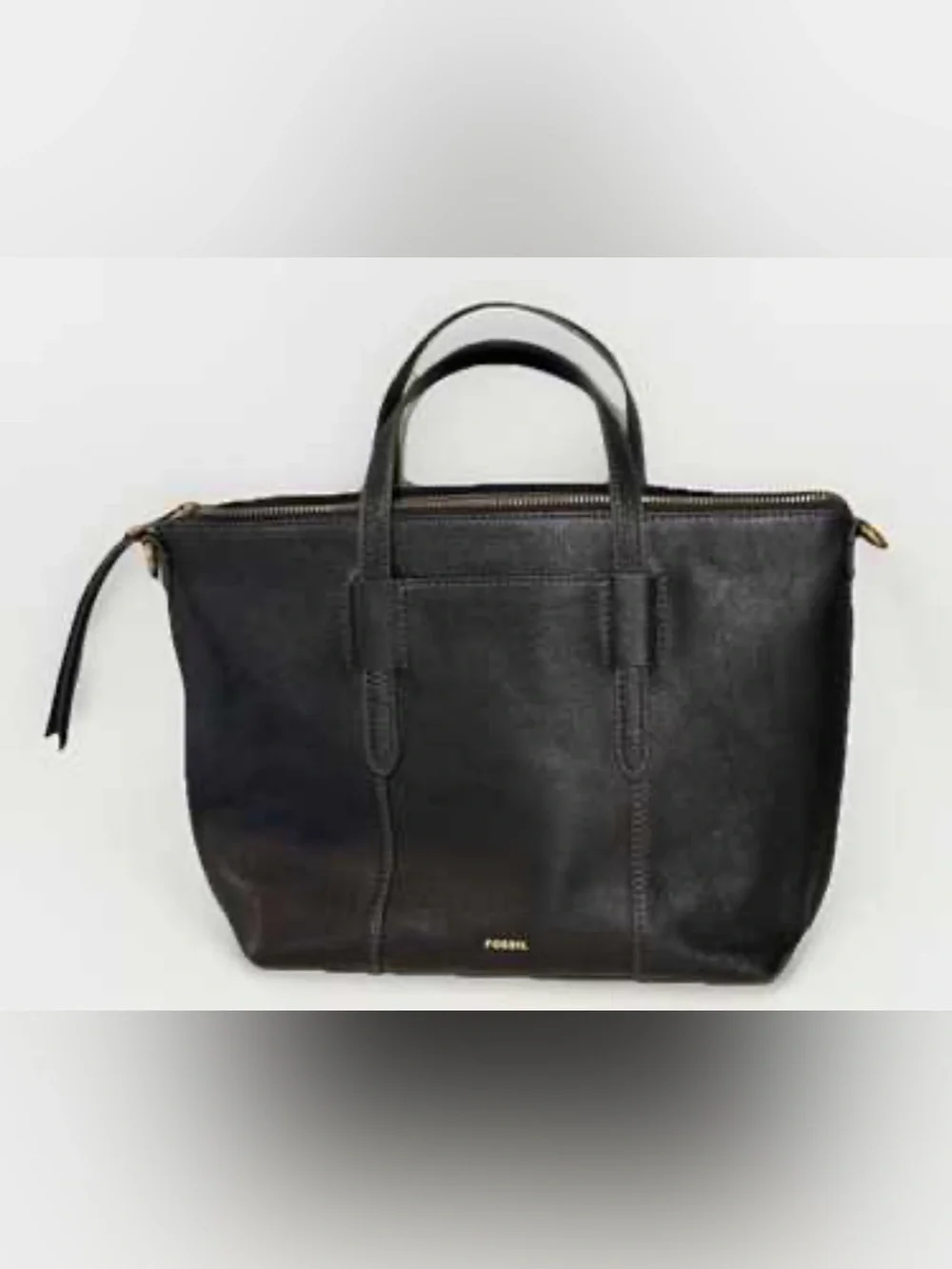 Fossil Black Leather Satchel with Removable Strap
